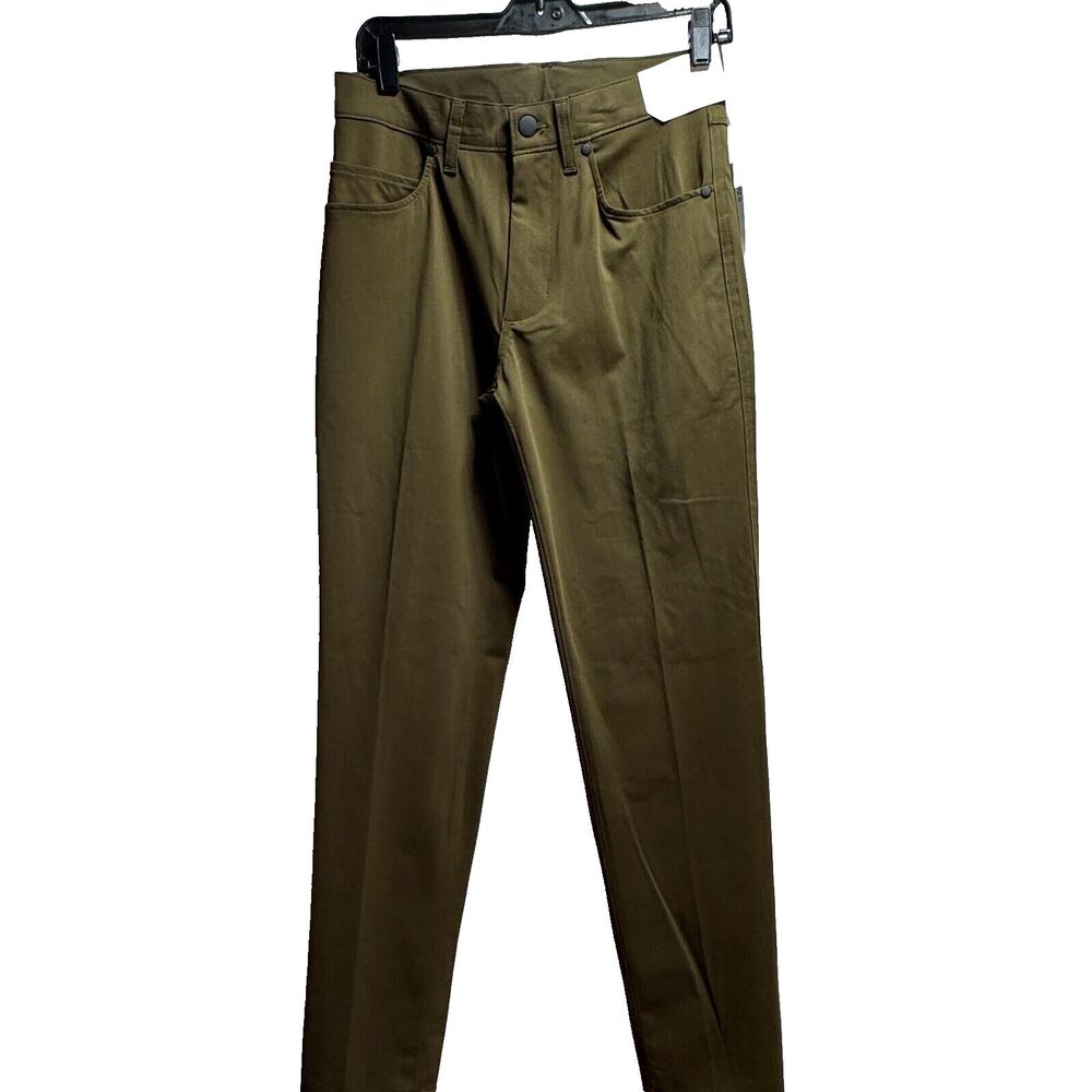 Stylus Mens Pants 5 Pocket Slim Fit Flat Front Military Olive Green Size 30x32